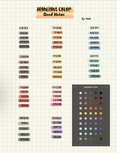 the color chart for different types of paint and their names are shown in this image