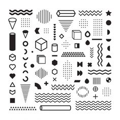 a collection of geometric shapes and lines