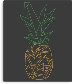 a pineapple with green and yellow lines on it