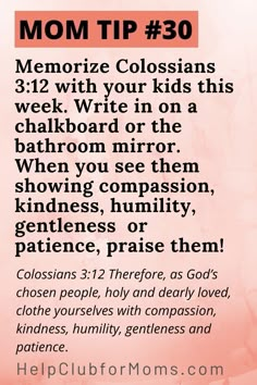 Showing Compassion, Prayer For My Children, Mom Prayers, Colossians 3, Prayers For Children, Mom Life Quotes, Bible Study Lessons, Bible Study Verses, Good Prayers