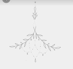 a drawing of a tree with leaves on it's branches and drops of water