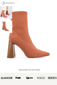 If you're searching for a versatile pair of booties that make a statement, look no further than the Noralinn booties from Journee Collection. These booties are crafted with soft knit material for a forgiving fit, and their tapered stacked block heel adds a touch of sophistication. With their pull-on design, pointed toe, 10-inch top circumference, and 4 mm Tru Comfort Foam™ insole, you can enjoy both comfort and style. The Noralinn booties are the perfect choice whether you're heading to work or going out for a night with friends. • Pointed-Toe • Ankle Bootie • 10- in Top Circumference • Pull-On • 4 mm Tru Comfort Foam™ Insole • 3 3/4- in Stacked Block Heel • Soft Knit Fabric All measurements are approximate and were taken using a size 6. Please note measurements may vary slightly by size. Sock Booties, Journee Collection, Ankle Bootie, Knitting Materials, Soft Knits, 10 Inch, Ankle Booties, Bootie, Block Heels