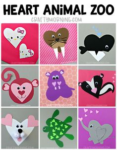 heart animal zoo craft for valentine's day