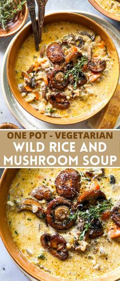 one pot vegetarian wild rice and mushroom soup