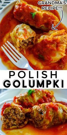 an image of some food on a plate with the words polish goulawki