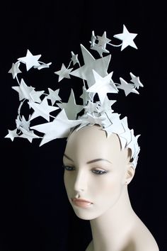 Bright Star Headdress Patent White Leather Star by Mascherina Burlesque Headpiece, Winter Crown, Diy Crown, Bright Star, Fancy Hats, Crown Headband, Costume Hats, Fascinator Hats, Crown Hairstyles