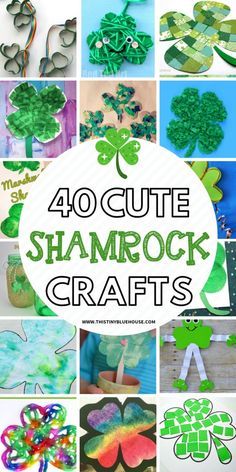 the collage of shamrock crafts for st patrick's day