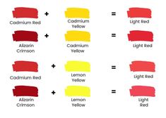 the different shades of red and yellow are shown in this graphic diagram, which includes each color