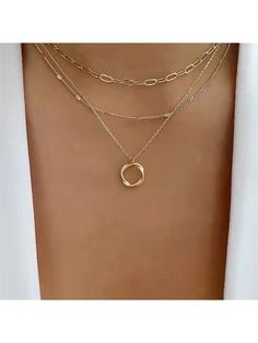 قلادات متدلية, Simple Choker, Big Necklace, Trendy Necklace, Round Pendant Necklace, Estilo Punk, Women's Jewelry And Accessories