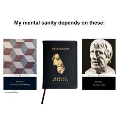 three different types of books with the title'my mental sanity bends on these '