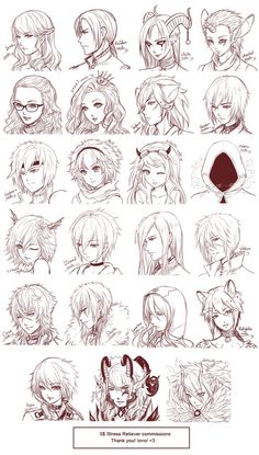 an anime character's face and hair chart for the final version of fire emblem