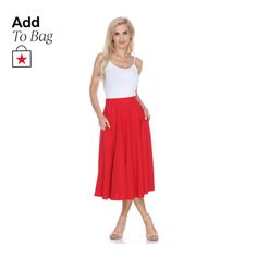 in stock Flared Midi Skirt, Midi Skirt With Pockets, Midi Flare Skirt, Daytime Dresses, Skirt With Pockets, Plus Size Activewear, Preschool Outfits, White Mark, Skirts With Pockets