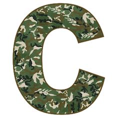 the letter c is made up of camouflage print