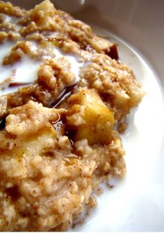 an oatmeal dish with fruit on top