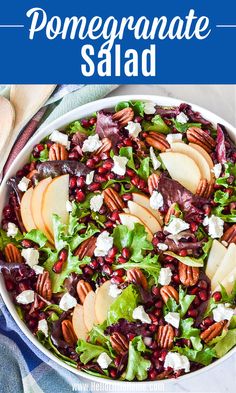 a salad with apples, cranberries and pecans in it