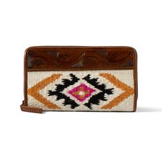 This zip-style wallet is made of handwoven fabric inspired by a wool blanket. Multiple pockets for cash and credit cards. Wool Blanket Wallet | Women's Wool Blanket Wallet in Multi Handwoven fabric. Imported. Wipe with clean soft cloth, Size: OS by Ariat Western Bags, Western Bag, Handwoven Fabric, Southern Girl, Country Western, Wool Blanket, All Colors, Credit Cards, Wallets For Women