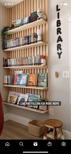 a wooden book shelf with books on it