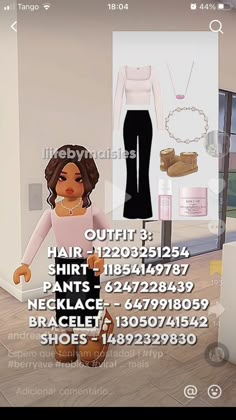 an animated image of a woman in front of a clothing store display with clothes and shoes