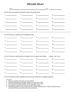 the spelling worksheet for spelling