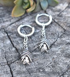 Bat Huggie Hoops- Huggie Earrings, Silver Hoop Earrings, Bat Earrings, – A Wild Violet Jewelry Vampire, Witchy Earrings, Huggie Earrings Silver, Bat Earrings, Vampire Bat, Witchy Jewelry, Huggie Earrings, Huggie Hoop Earrings, Saturday Sunday