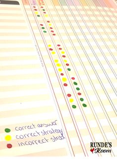 a close up of many colored papers with writing on the top and bottom lines in different colors