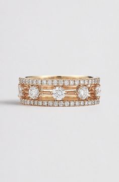 Kismet Stack III in 18K Rose Gold and White Diamond Eternity Bands Diamond Eternity Bands, Ring Stack, Rose Gold White, Gold Ring Stack, New York Style, Eternity Band Diamond, Diamond Eternity, White Rose Gold, Eternity Bands