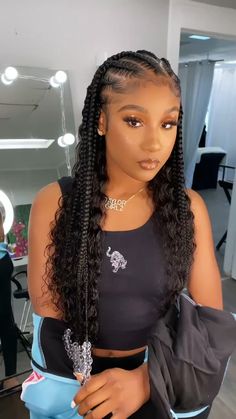 Cornrolls Hairstyles Braids For Women, Half Cornrows Half Curly Weave, Goddess Braids Hairstyles, Box Braids Hairstyles For Black Women, Braids Hairstyles Pictures, Summer Hairstyles For Medium Hair