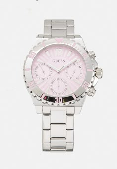 Guess PHOEBE - Watch - silver-coloured Guess Watches, Guess Clothing, Luxury Birthday Gifts, Xoxo Jewelry, Pretty Watches, Silver Watches Women, Guess Watch, Pink Watch, Ladies Watches