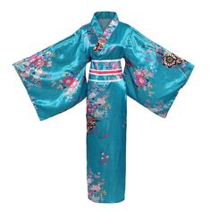 PRICES MAY VARY. 【Material】:Satin polyester, comfortable and soft clothes allow you to relax better This product includes 1*kimono 1*belt 1*bow 【Scenes】:Women's Japanese kimono bathrobe,Make you more beautiful after bathing.It can make you look like the butterfly which is the most beautiful in the flower cluster 【Size】:This product is suitable for women between 59 inches and 66.9 inches in height, and for women with a chest circumference of no more than 42.5 inches. If the size is not suitable, Chinese Pajamas Traditional, Blue Kimono For Spring Tea Ceremony, Blue Kimono With Kimono Sleeves For Tea Ceremony, Satin Sleepwear With Kimono Sleeves, Traditional Geisha, Dragon Kimono, Butterfly Kimono, Kimono Costume, Japanese Kimono Dress