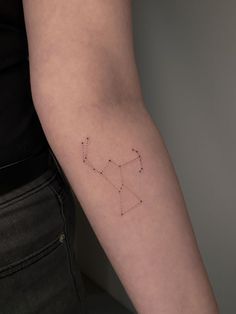 a woman's arm with a small star tattoo on the left side of her arm