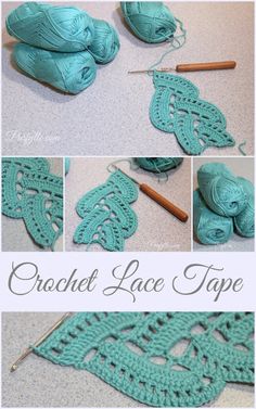 the crochet lace tape is being worked on