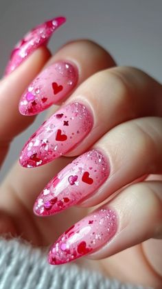 Immerse yourself in romance with these dreamy Pink Valentine Nail Designs for 2025! Let your nails shine with love-inspired styles. 💅💕 #NailArt #ValentineNails Red And Pink Nails, Nails Red, Pink Valentines, Valentine's Day Nails, Valentines Nails, Love Nails, Red Nails