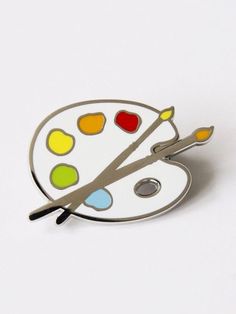 paint palette enamel pin Painting Apron, Purple Moon, Art Pins, Shrinky Dink, Museum Store, Jacket Shirt, Paint Palette, Enamels, Hard Enamel Pin