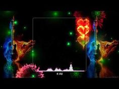 an abstract image with neon colors and shapes in the shape of heart shaped figures on black background