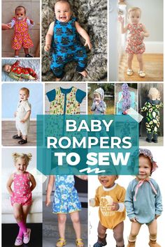 baby rompers to sew with images of them in different styles and sizes, including the