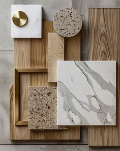 different types of marble and wood on display