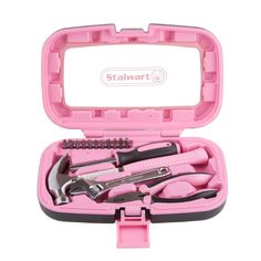 a pink case with tools in it