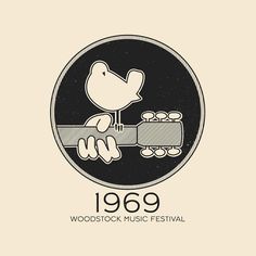 the logo for woodstock music festival, featuring a bird holding a guitar and playing an instrument