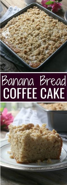 banana bread coffee cake on a plate