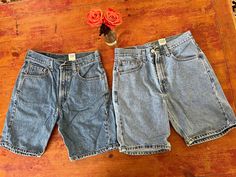 Vintage 2 pairs Womens Levis Denim Shorts  Size 29 Waist  Perfect Natural Fade  Quality 505 Regular Fit  Quality Blue Jean 100% denim Made in Colombia  Customize them as you like - make holes and fringe easily.  Perfect for your spring break, darty, fraternity kegger, or date night.  One price includes both pair  Quick shipping.  We ship same or next day with USPS MAIL  We are a small family business and we appreciate your purchase, Godspeed ! Vintage Washed Jean Shorts, Blue Vintage Jean Shorts, Vintage Dark Wash Jean Shorts, Faded Vintage Washed Jean Shorts, Vintage Faded Denim Shorts, Levis Denim Shorts, Future Style, Levis Denim, Short En Jean