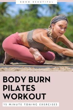 a woman doing yoga poses with the words full body yoga flow to energize