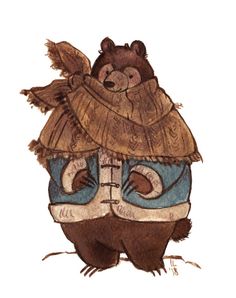 a drawing of a bear wearing a hat and scarf