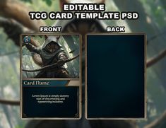 an image of a card that is being played in the video game, called tg card template psd front and back