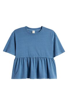 A flippy peplum and flared sleeves give an on-trend look to an everyday-fave cotton T-shirt. 100% cotton Machine wash, tumble dry Imported Teen Stores, Class Outfits, Preppy Tops, Preppy Shirt, Fancy Shirt, Cruise Outfits, Cute Preppy Outfits, Shirts For Teens