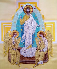 Church embroidery icon of the Ascension of the Lord. Exclusive machine embroidery icon. Embroidery icon for priest vestments Machine embroidery. High quality. The face on the icon is also completely embroidered. This product can be made to any size. The price depends on the size. We can change the color scheme of the product. The icon is used for sewing church vestments. The icon is embroidered to order, taking into account all your wishes. The term of readiness is 3-4 weeks. Free worldwide ship Ascension Of The Lord, Cross Applique, Catholic Art, Embroidered Silk, Embroidery Applique, The Lord, Appliques