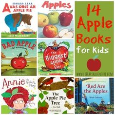 14 Apple Books for Kids put together by Erica for The Library Adventure! Books About Apples, Homeschool Library, Books For Preschoolers, Pre K Pages