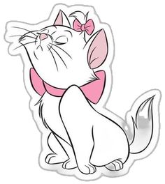 a cartoon cat wearing a pink bow tie