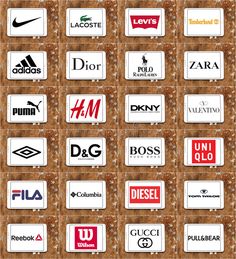 many different logos are displayed on a cork board stock photo - image 349874