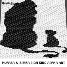 a black and white silhouette of a mouse with the words mufasa & simbla king alpha art