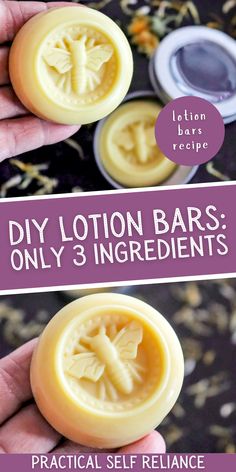 homemade lotion bars in a tin and diy lotion bars being held in a hand Diy Body Care